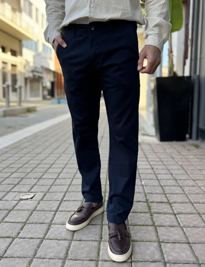 Ανδρικό μπλε παντελόνι υφασμάτινο Chinos Regular 2517N