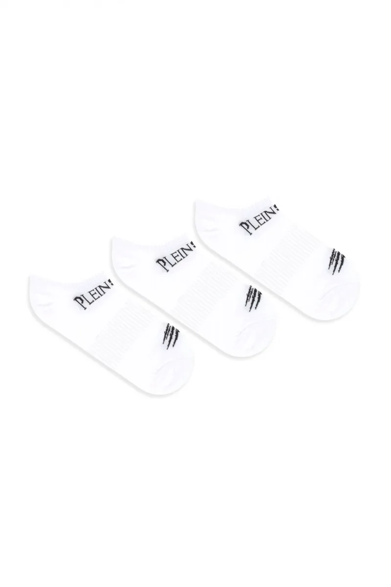 PLEIN SPORT ΚΑΛΤΣΕΣ TRI-PACK SCRATCH LOGO ΛΕΥΚΟ