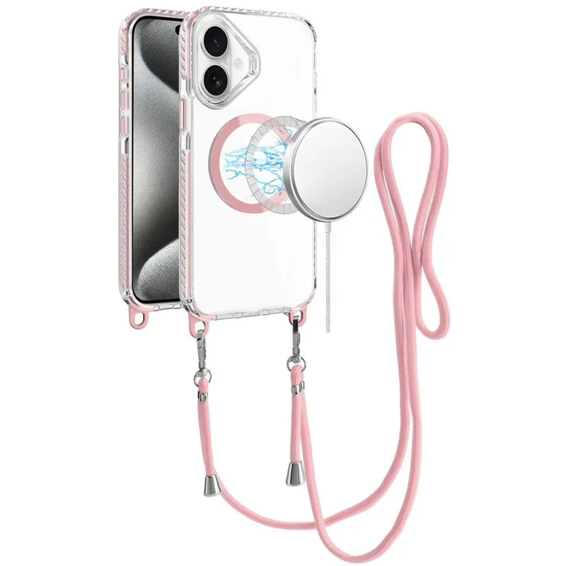 Θήκη Orso Detachable Lanyard Magsafe Clear Ροζ iPhone 17