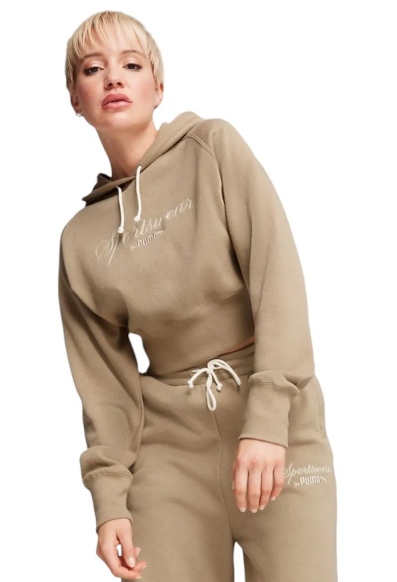 Μπλούζα Μακρυμάνικη Puma Classics+ Relaxed Cropped Hoodie 626559-67 Γυναικείο