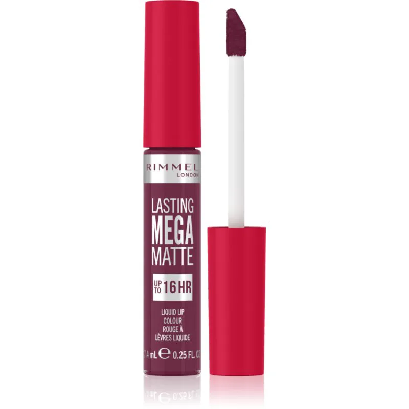 Rimmel Lasting Mega Matte Υγρό ματ κραγιόν 16 ώρες απόχρωση Rock Me Purple 7,4 ml