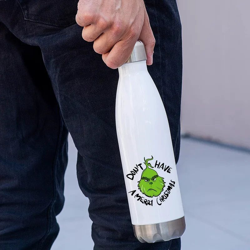 Grinchie Xmas - Μπουκάλι Θερμός 500ml - Λευκό