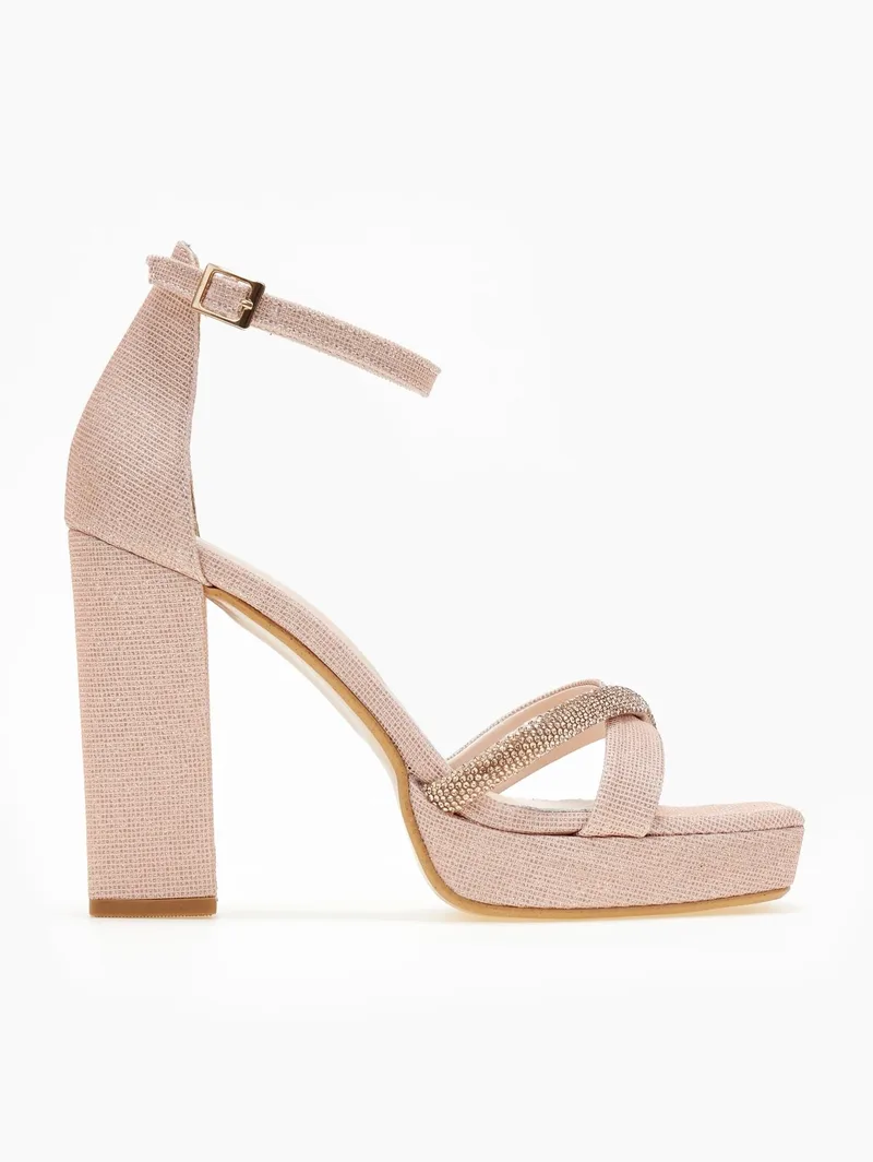 TFP Rhinestone Ankle Strap Sandals - 4062 - Nude