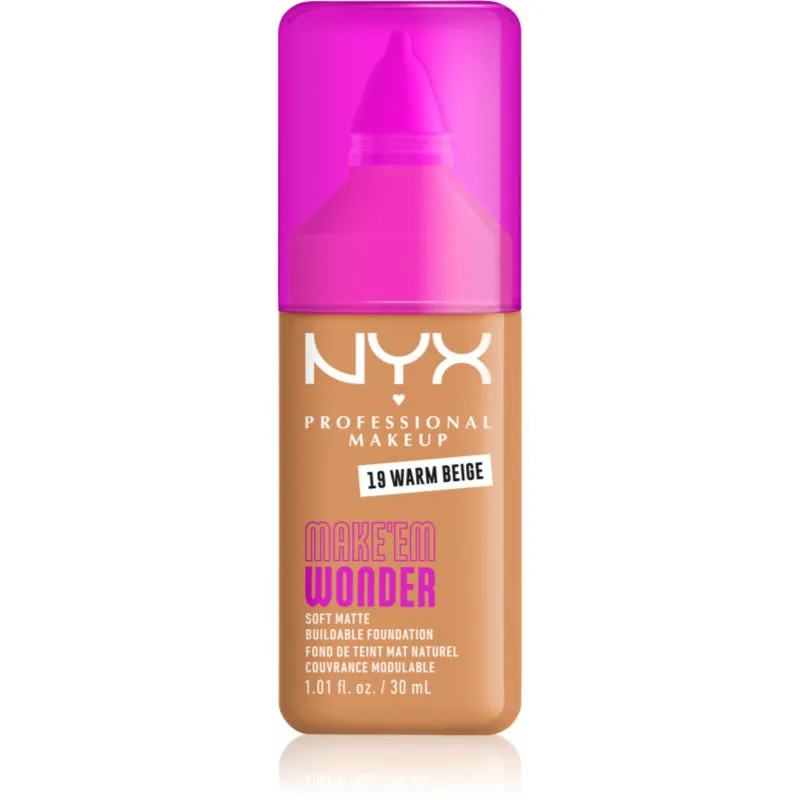 NYX Professional Makeup Make ‘Em Wonder ελαφρύ ματ μεικ απ απόχρωση 19 Warm Μπεζ 30 ml