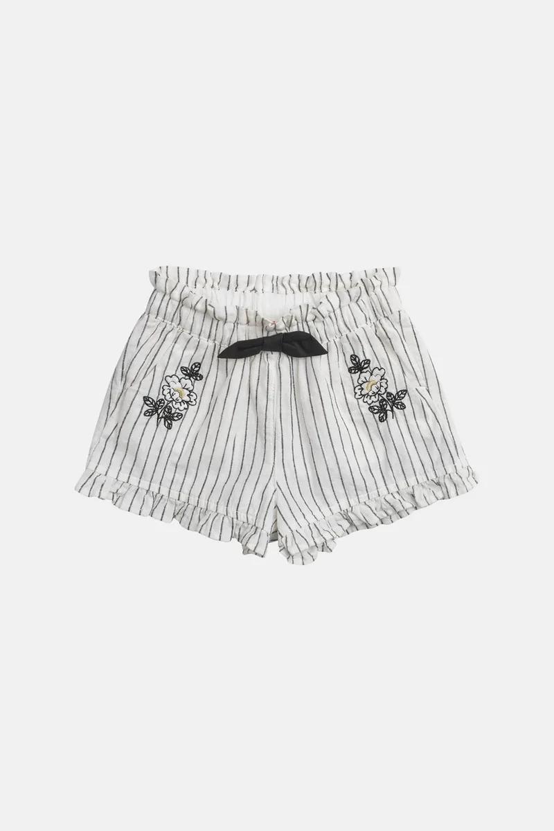 DPAM βρεφικό σορτς για κορίτσια "Striped Flower" - 373378 Λευκό