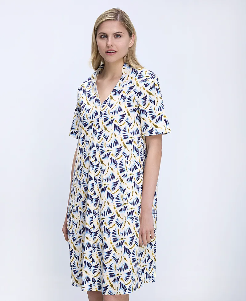 Elena Miro Γυναικείο Mini Φόρεμα Regular Fit Με V Λαιμόκοψη Και All Over Print
