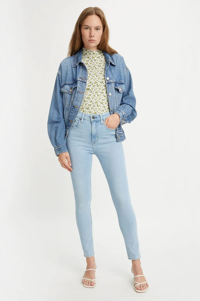 Levi's® γυναικείο τζην παντελόνι ψηλόμεσο πεντάτσεπο με logo patch Slim Fit "721" (30L) - 1888206-20-30 Denim Blue Ανοιχτό