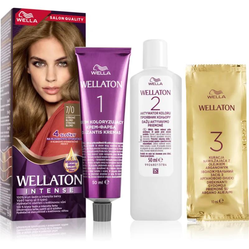 Wella Wellaton Intense μόνιμη βαφή μαλλιών με έλαιο αργκάν απόχρωση 7/0 Medium Blonde 1 τμχ