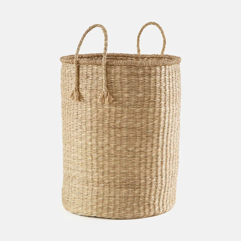 Ψηλό καλάθι από καλάμι θαλάσσης Μ40xΠ40xΥ58cm