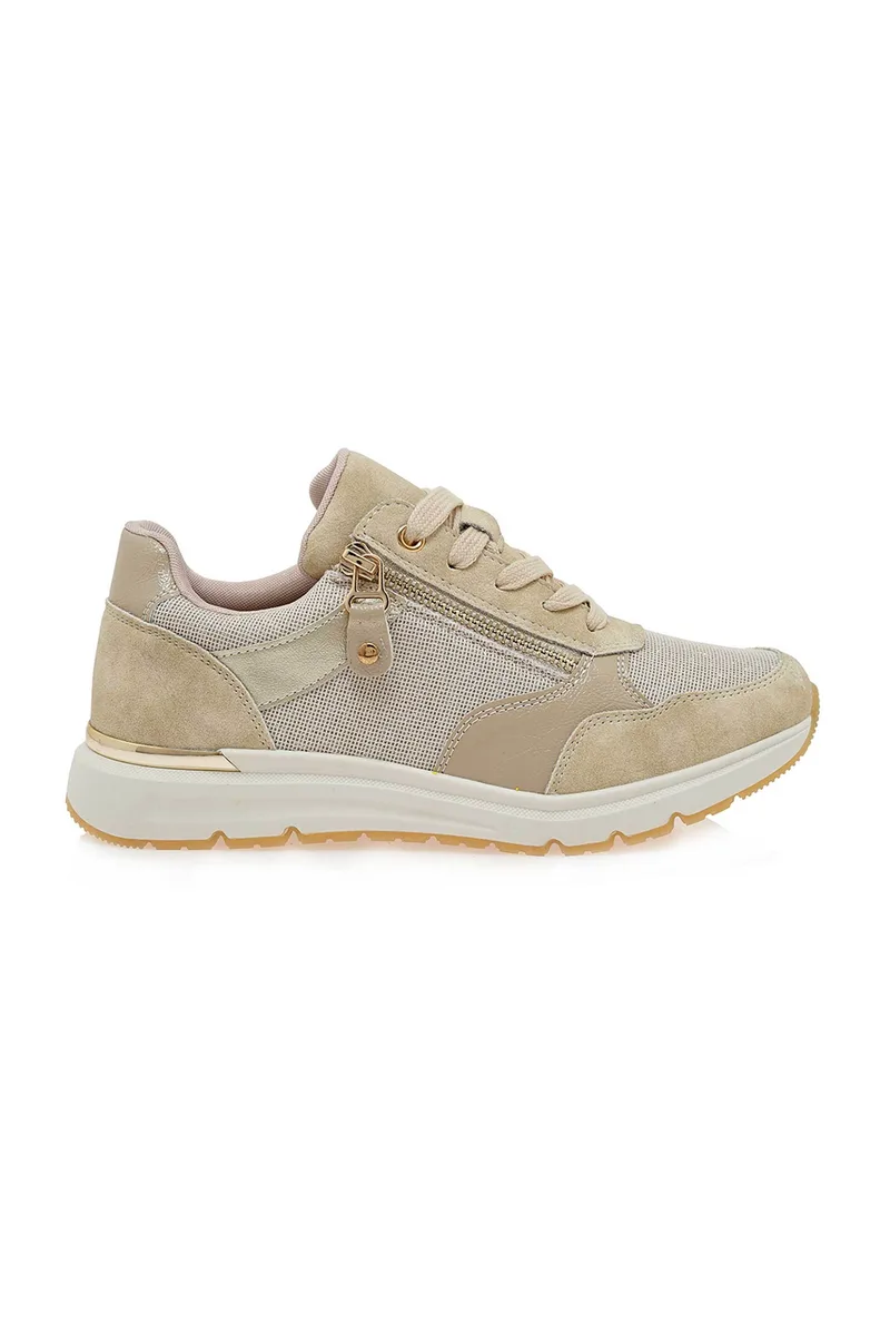 Seven γυναικεία sneakers με φερμουάρ και κορδόνια - W101A306194I Μπεζ