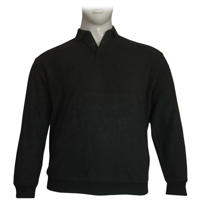 Βαμβακερή μπλούζα Polo wool feel με κέντημα στο στήθος - Anthracite