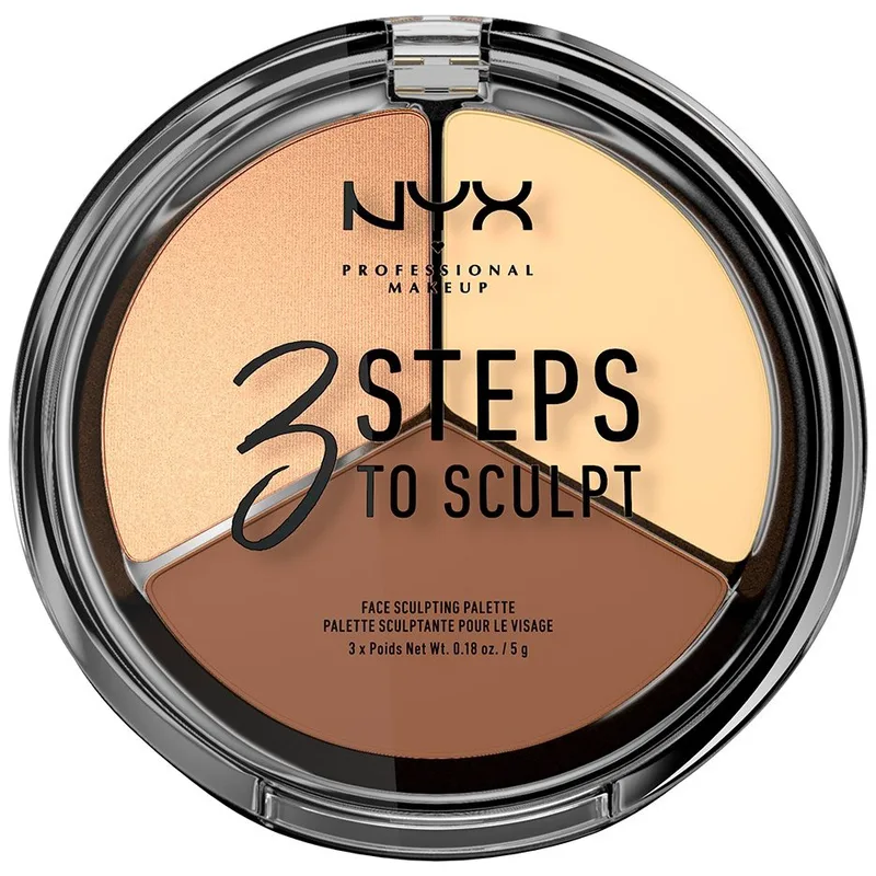 Nyx Professional Makeup 3 Steps to Sculpt Face Sculpting Palette Παλέτα για Γωνίες, Κοψίματα & Φωτοσκιάσεις στο Πρόσωπο 5gr - Light