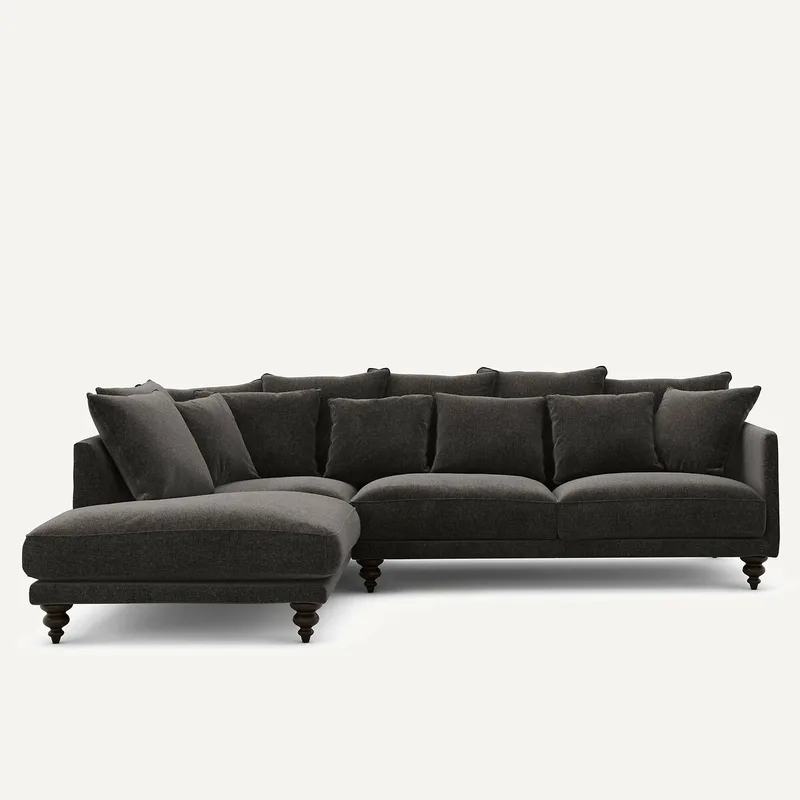 Γωνιακός καναπές από βελούδινο chenille Μ206xΠ279xΥ93cm