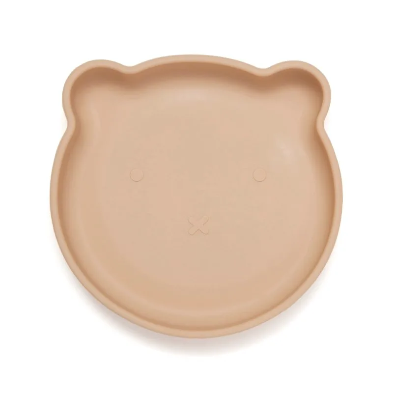 Πιάτο Σιλικόνης Με Βεντούζα Bear Honey Peach 16x17x3εκ. Petit Monkey PTM-SP3 (Υλικό: Σιλικόνη, Χρώμα: Ροδακινί) - Petit Monkey - PTM-SP3