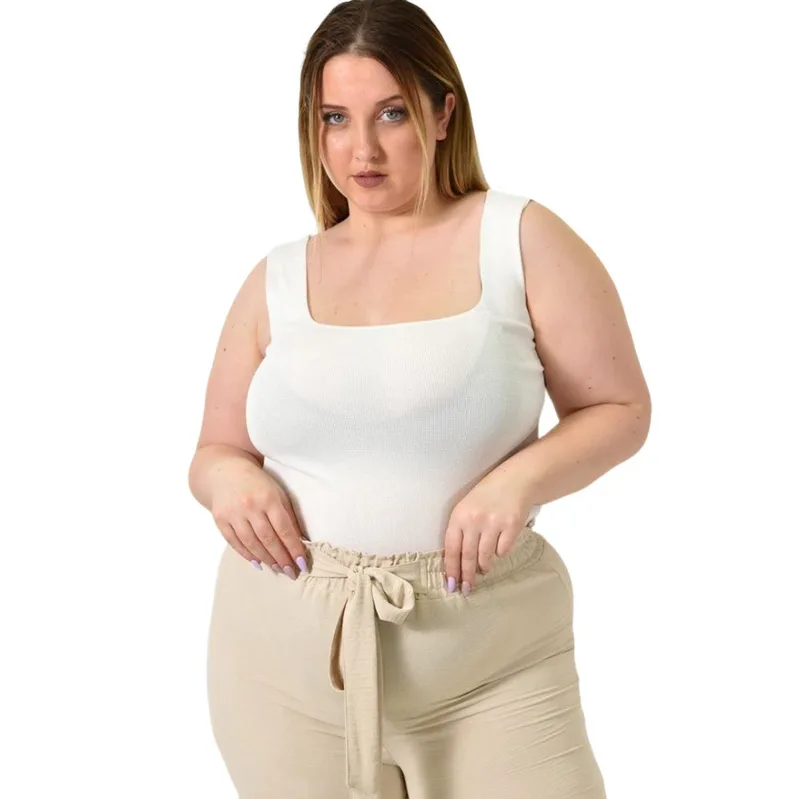 Γυναικείο Plus Size εφαρμοστό τοπ Λευκό 24423