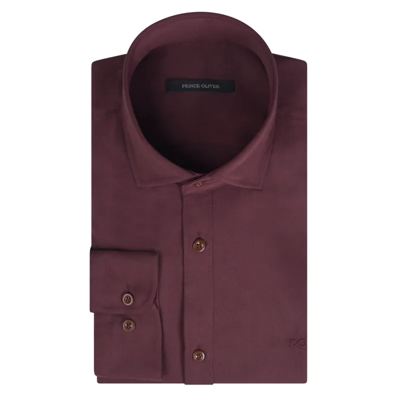 Prince Oliver Tencel Πουκάμισο Μπορντώ (Modern Fit) New Arrival