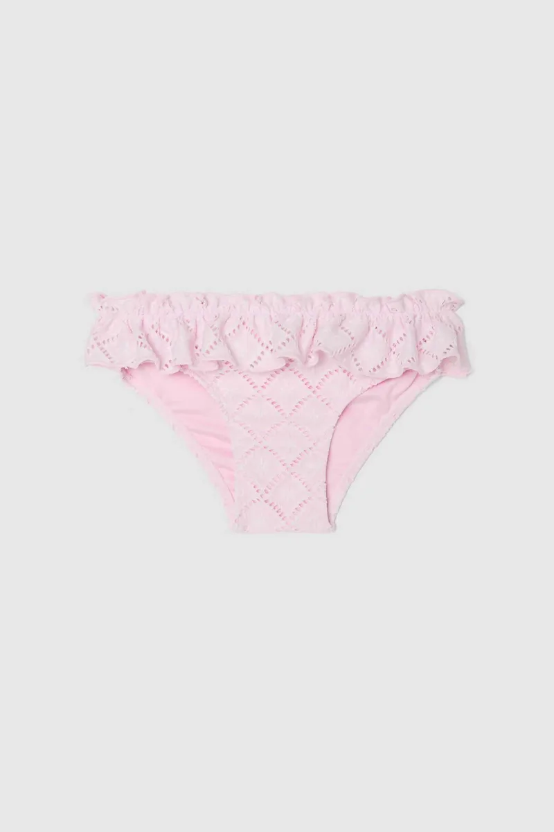 OVS βρεφικό μαγιό σλιπ με εφέ broderie anglaise και βολάν - 002569210 Ροζ