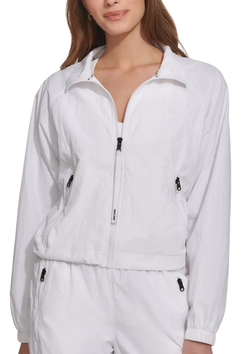 Μπουφάν DKNY Crop Με Φερμουάρ Στις Τσέπες DP4J9384-WHT-WHITE Γυναικείο