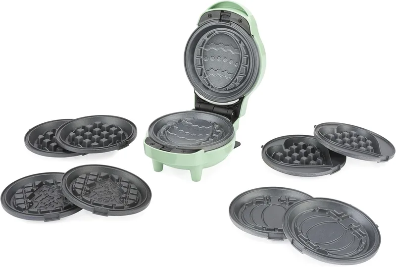 Βαφλιέρα 5 σε 1 - Mini Waffle Maker 5 in 1 (Heart,Round, Easter,Christmas,Pumpikin) 550W