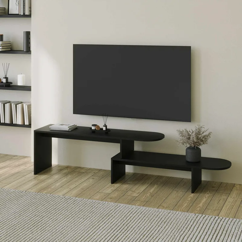 Έπιπλο Τηλεόρασης Puzzle - Black 552Nos2593 (130x45x35 cm)
