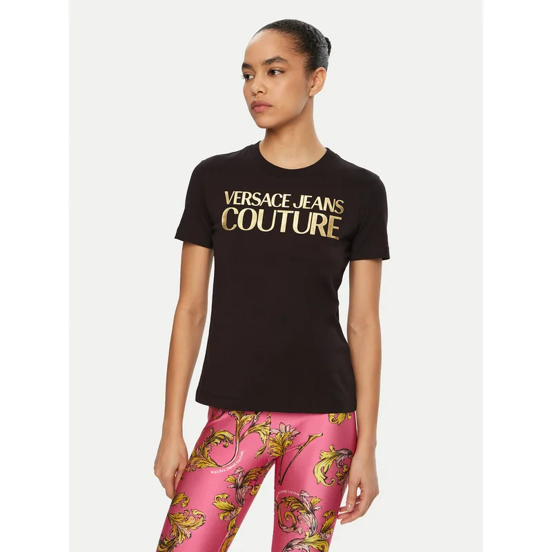 Versace Jeans Couture T-Shirt 78HAHT01 Μαύρο Regular Fit