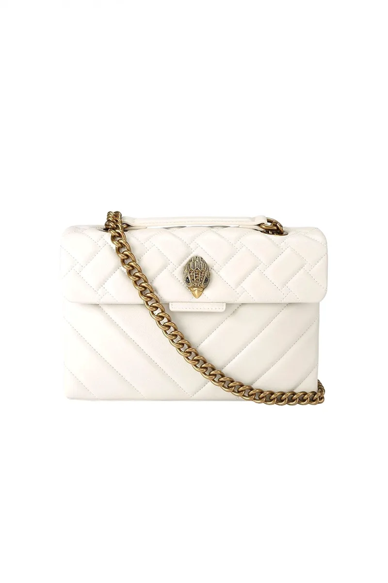 KURT GEIGER ΤΣΑΝΤΑ CROSSBODY/ΩΜΟΥ LEATHER KENSINGTON ΒΑG KAΠΙΤΟΝΕ AΛΥΣΙΔΑ LOGO ΜΠΕΖ