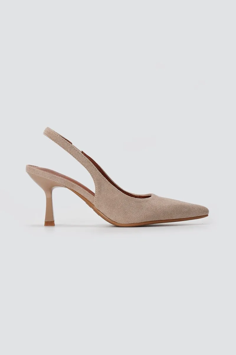 Stephan Γόβες Slingback με λεπτό τακούνι - P-1523 - Taupe Σουέτ