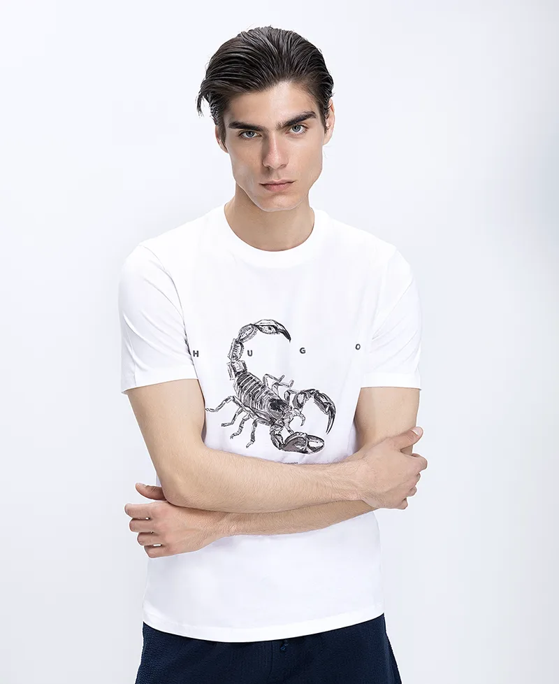 Hugo Ανδρικό Βαμβακερό T-Shirt Με Graphic Print Και Logo