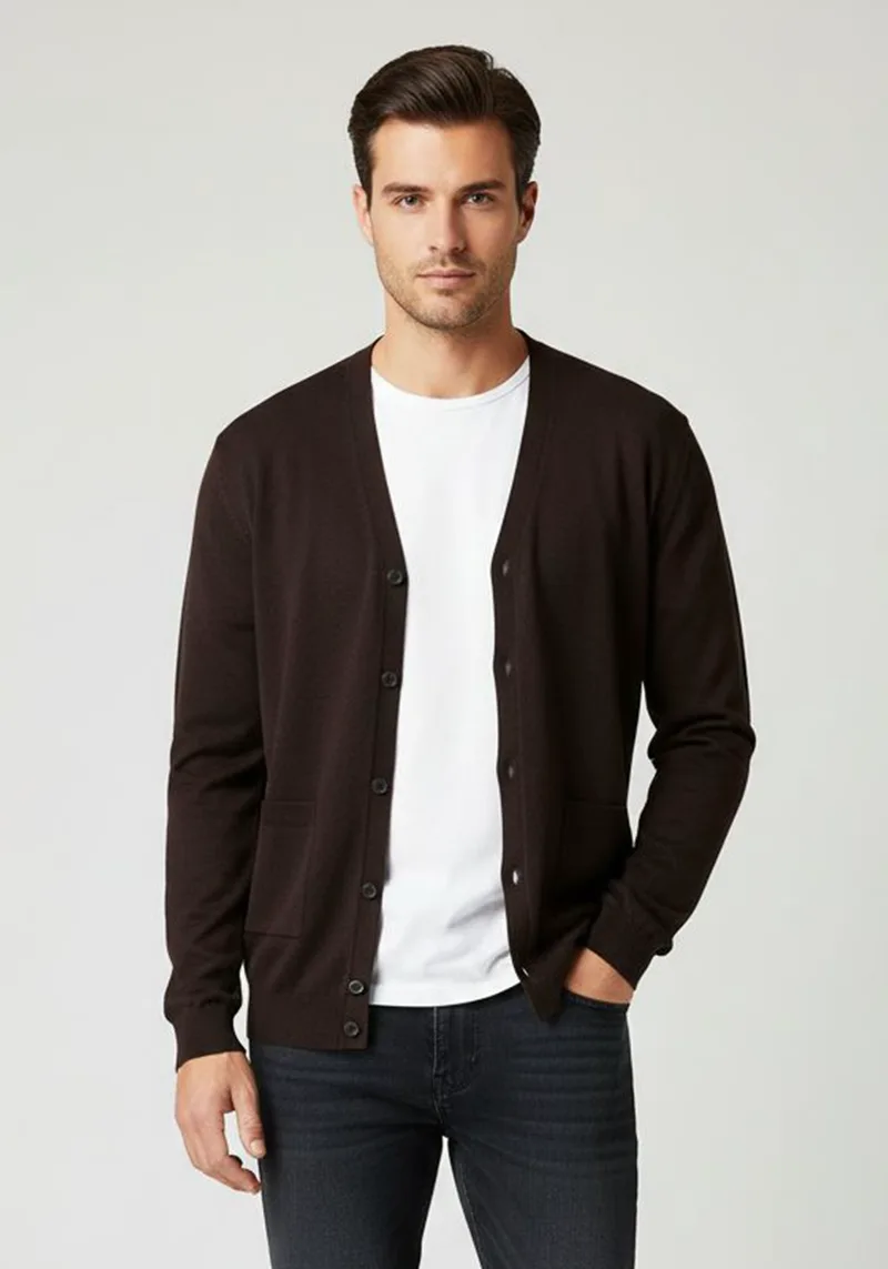 Hamaki Ho Πλεκτή ζακέτα της σειράς Button - MI3041H Brown
