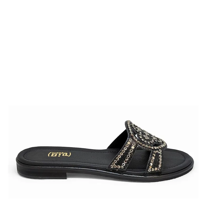 Bigshoes GA0208-01 Δερμάτινη Παντόφλα Μαύρο