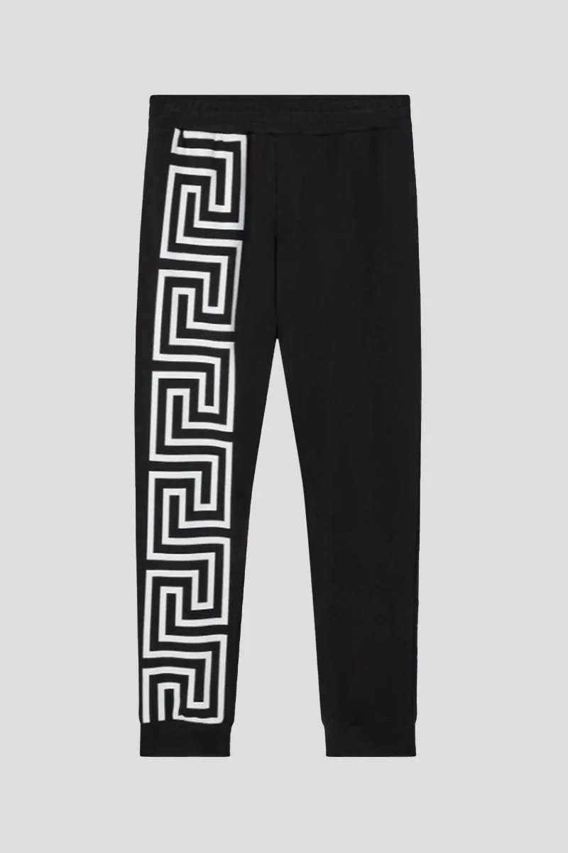 VERSACE Ανδρικό Μαύρο Greca Print Sweatpants