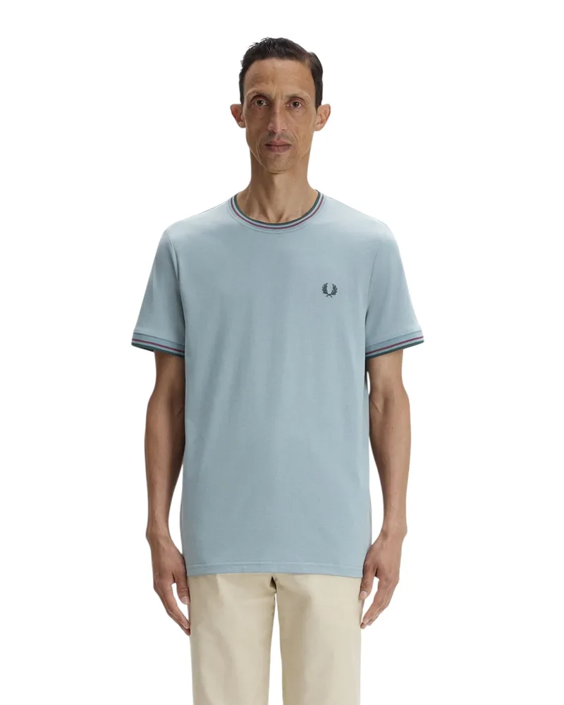 Fred Perry Ανδρική Μπλούζα Τ-Shirt Twin Tipped M1588V-98A Μέντα