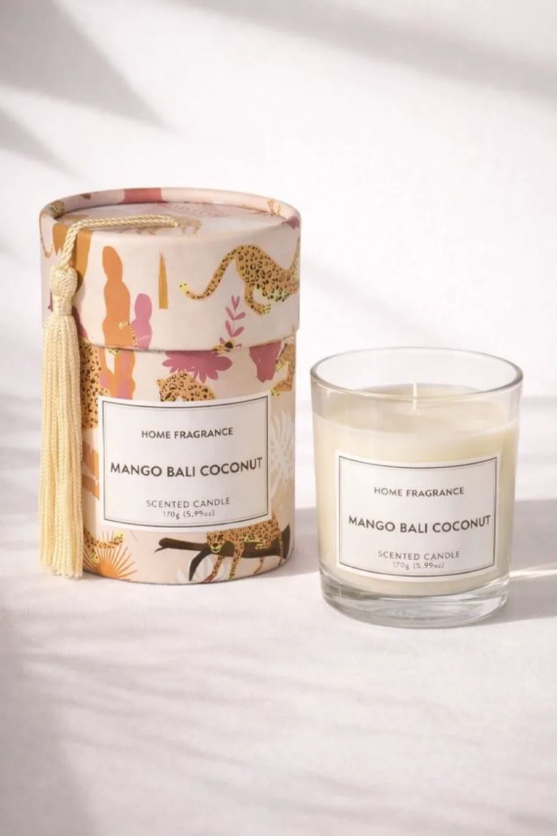Κερι Αρωματικο Σε Ποτηρι Με Αρωμα Mango Bali Coconut 170Gr 8.5x8.5x10.5cm Ρόζ Kaeming