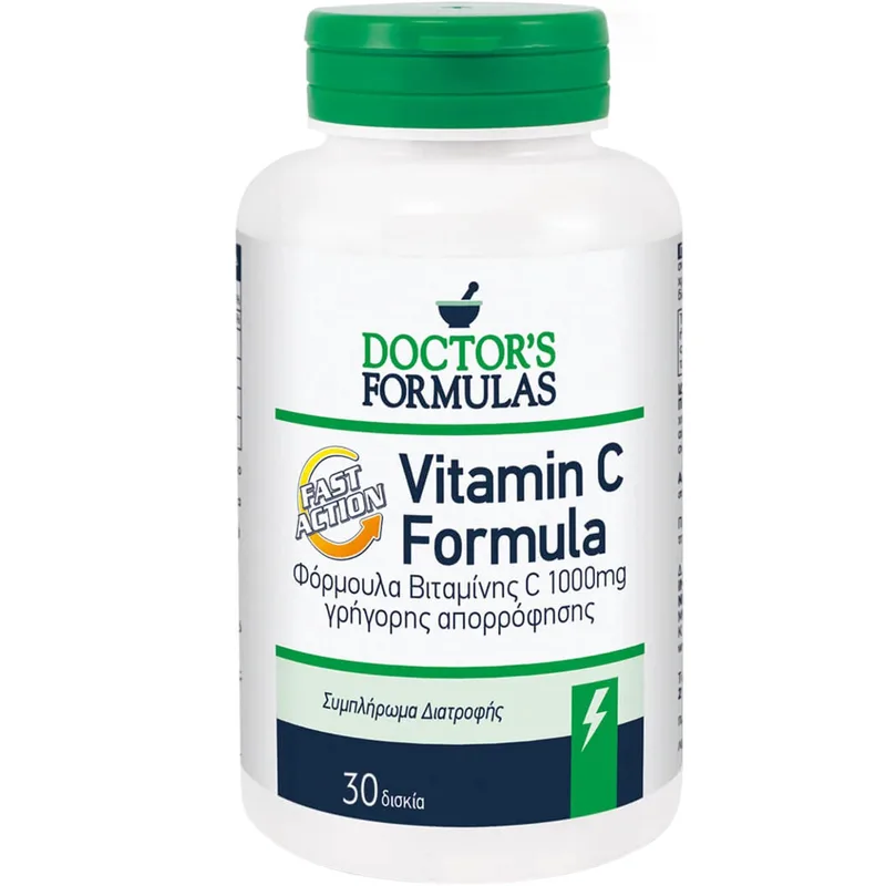 Doctor's Formulas Vitamin C 1000mg Formula Fast Action Συμπλήρωμα Διατροφής Βιταμίνης C Γρήγορης Απορρόφησης για Ενίσχυση του Ανοσοποιητικού Συστήματος 30tabs