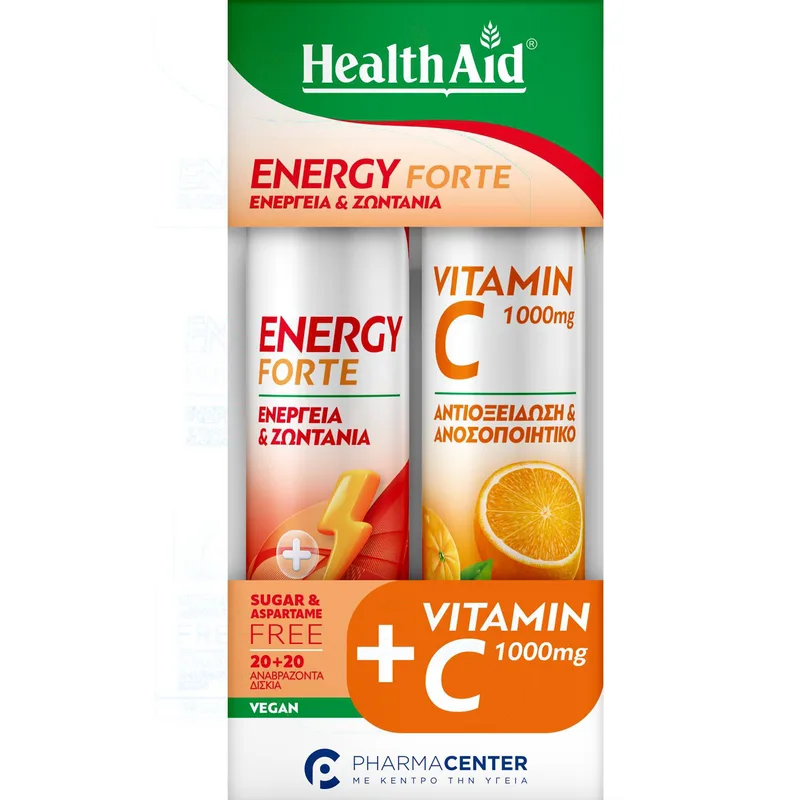 Health Aid Promo Energy Forte Tropical Fruits 20 Effer.tabs & Vitamin C 1000mg Πορτοκαλί 20 Effer.tabs