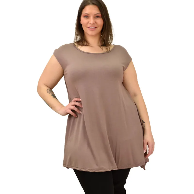 Γυναικεία μπλούζα μονόχρωμη oversized Μπεζ 19144