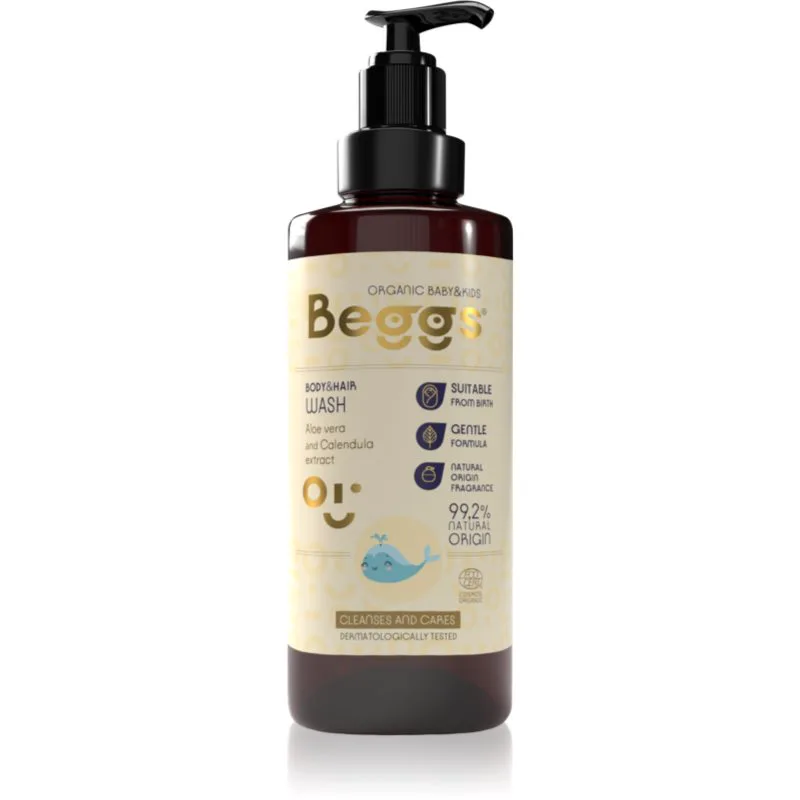 Beggs Organic Baby & Kids Body & Hair Wash τζελ για ντους για σώμα και μαλλιά για παιδιά από τη γέννηση 200 ml