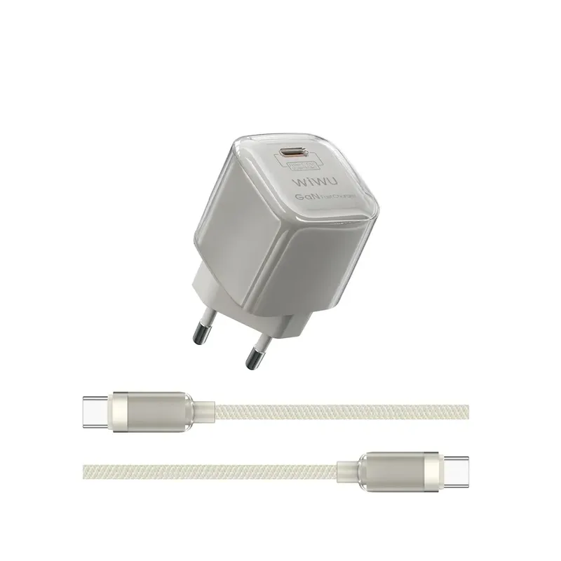 WiWU Jello 30W USB-C GaN Fast Charger with Cable Titanium (U017)