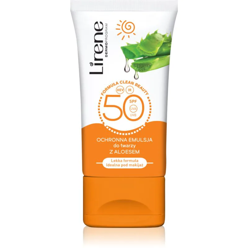 Lirene Sun care προστατευτικό γαλάκτωμα ημέρας Για το πρόσωπο κα το ντεκολτέ Αλόη Βέρα spf 50 50 ml