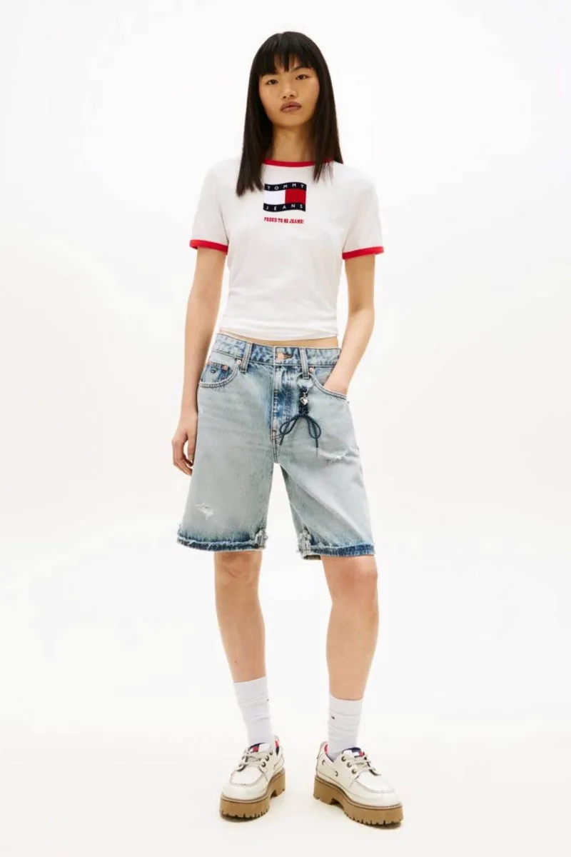 Tommy Jeans γυνακεία βερμούδα denim Loose "Mia" - DW0DW22686 Denim Blue Ανοιχτό