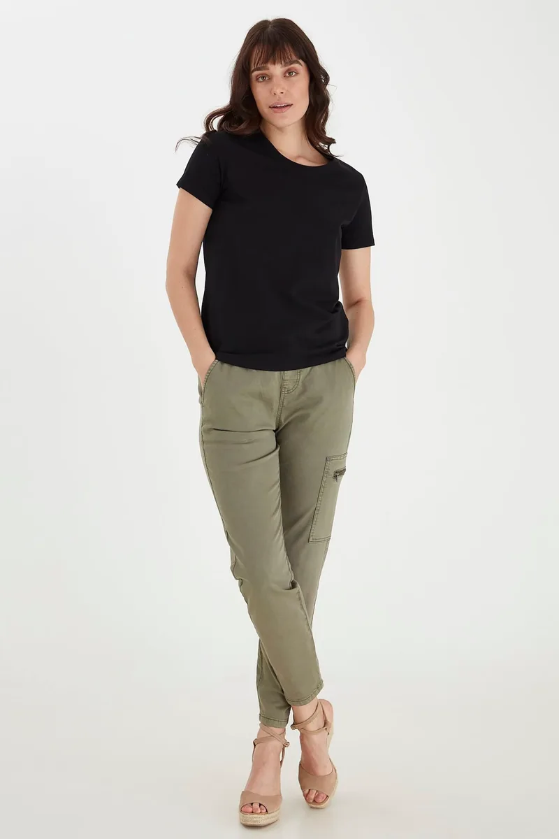 Fransa γυναικείο T-shirt μονόχρωμο Regular Fit - 20605388 Μαύρο