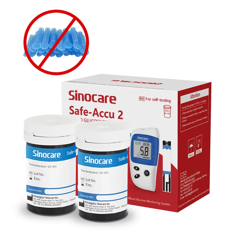 [50pcs] Sinocare Glucometer Glucose Test Strips without Lancets | Safe Accu 2