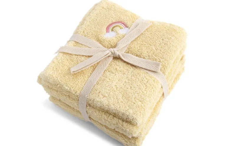 Filibabba Washcloth 27×27 GOTS 4 Pack – Embroidered Rainbow