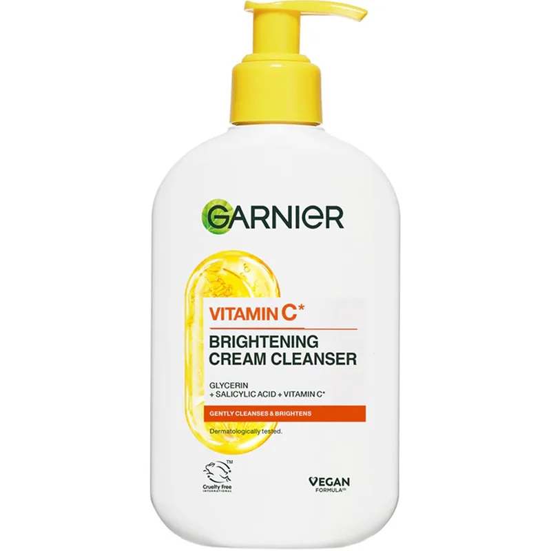 Garnier Skinactive Vitamin C Brightening Cleanser Cream Κρέμα Καθαρισμού Προσώπου με Βιταμίνη C για Λάμψη & Καθημερινή Χρήση 250ml