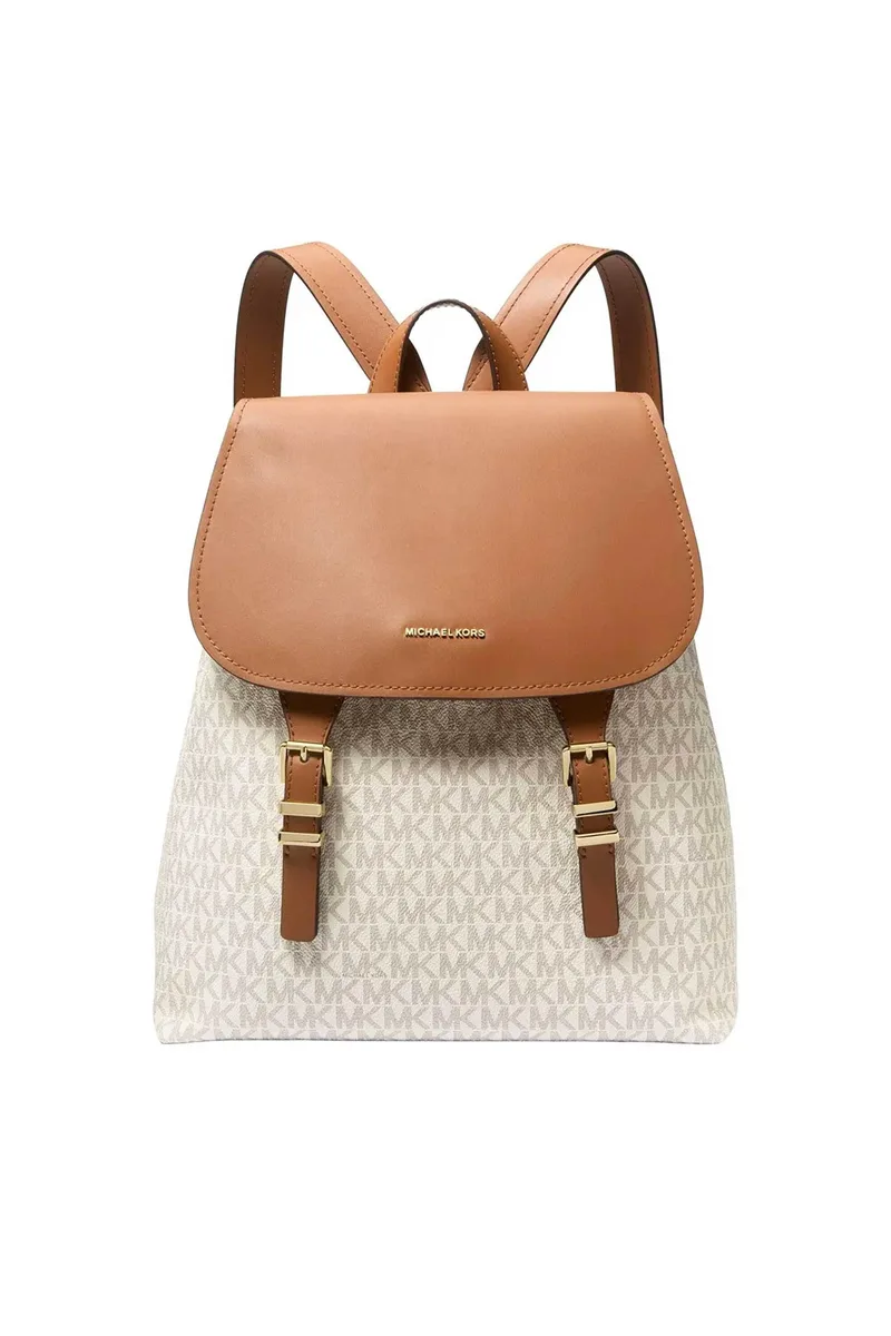 Michael Kors γυναικείο backpack με all-over monogram και μεταλλικό λογότυπο "Quinn" - 30T5GQNB2B Εκρού