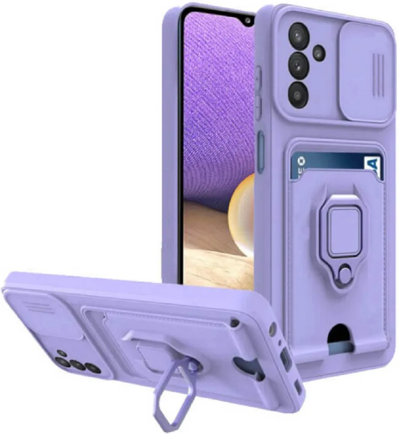 Bodycell Multifunction - Ανθεκτική Θήκη Samsung Galaxy A34 με Λουράκι Λαιμού / Κάλυμμα Κάμερας / Ring Holder / Υποδοχή Κάρτας - Purple (5206015018565)