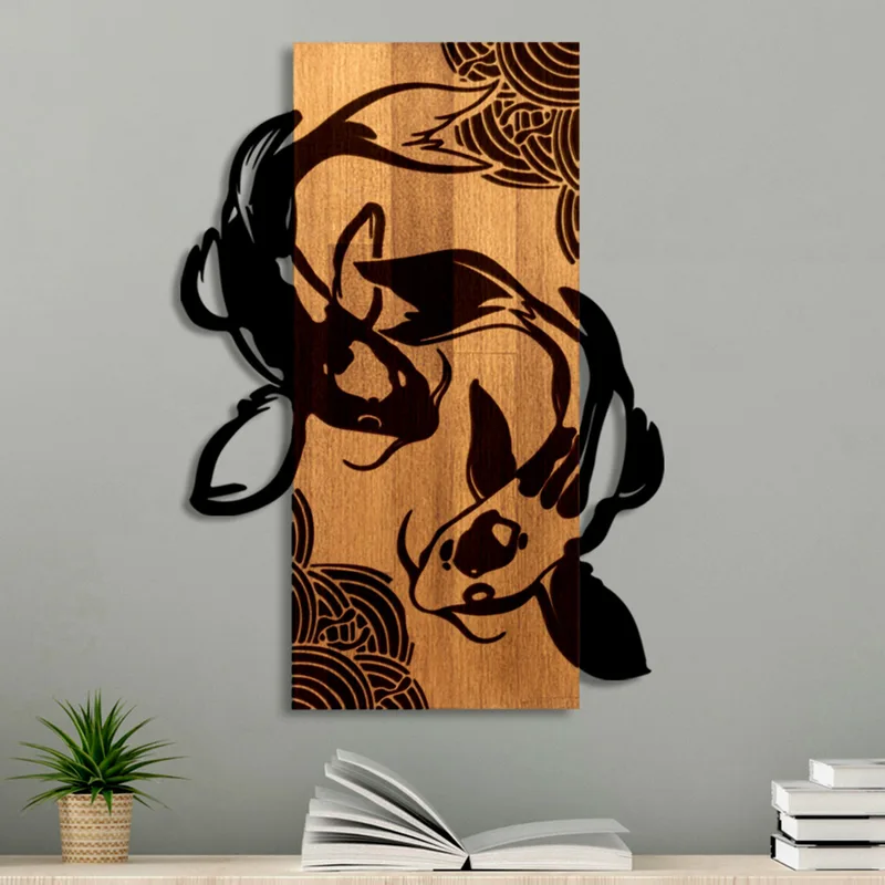 Ξύλινο Διακοσμητικό Τοίχου Fish Yang 899Skl2694 43x58x3 cm