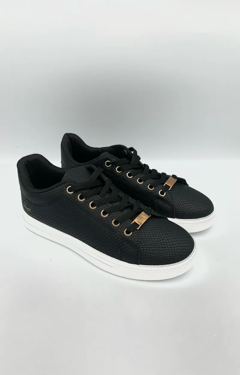 Basic sneakers με χρυσές λεπτομέρειες - Μαύρο