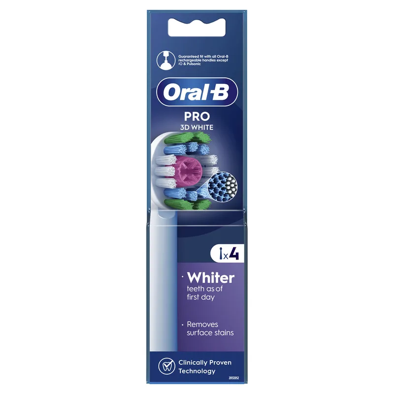 Oral-B Pro 3D White Electric Toothbrush Heads Ανταλλακτικές Κεφαλές Ηλεκτρικής Οδοντόβουρτσας 4 Τεμάχια