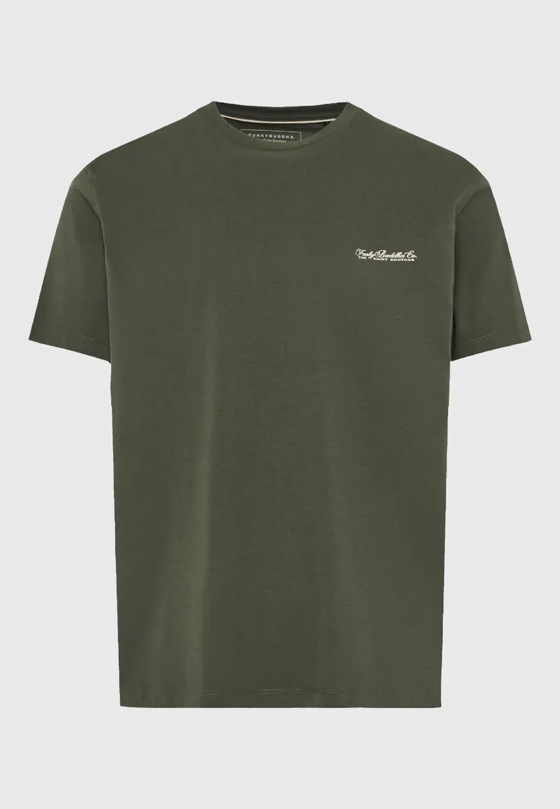 Funky Buddha Ανδρικό μονόχρωμο T-shirt - The basics collection FBM013-001-04 Χακί